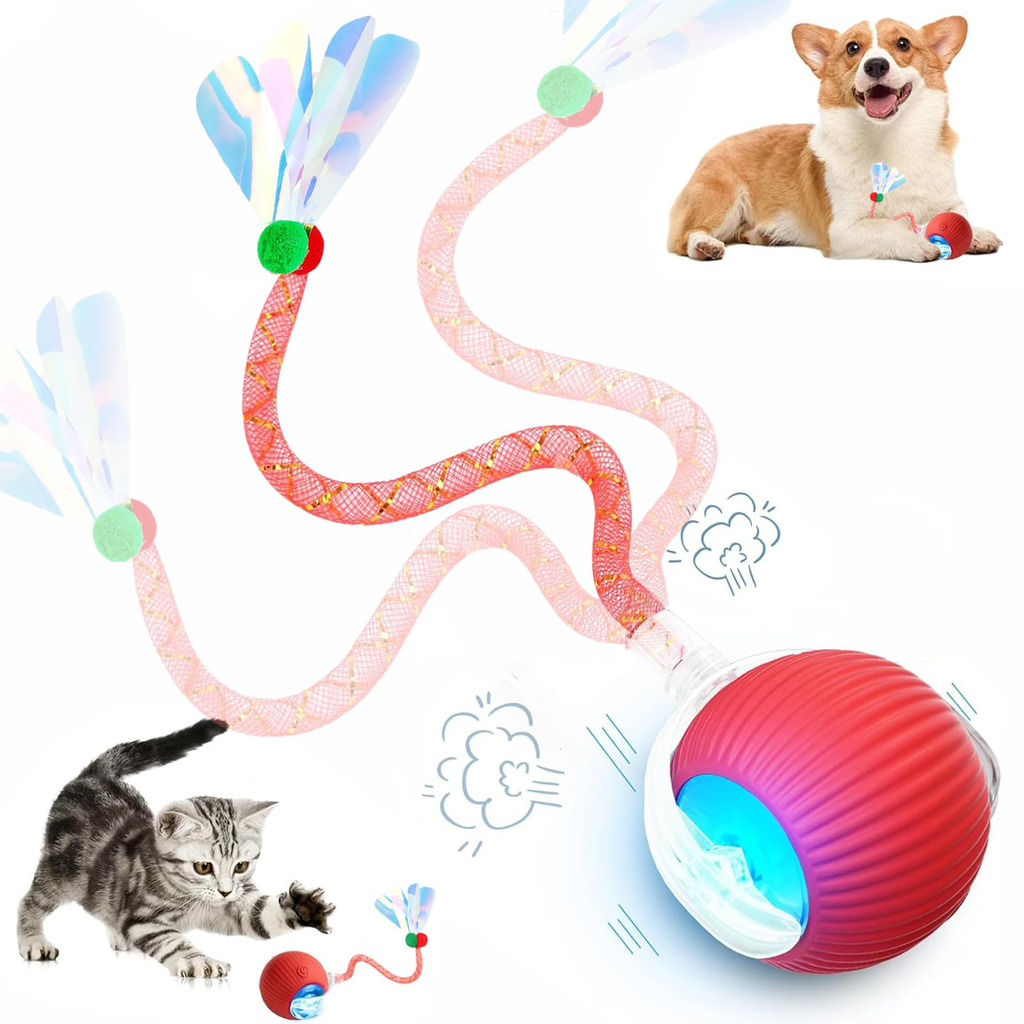 1Pc Cat Toy Fast Rolling Ball In Pouch Rechargeable Motion Activated Interactive