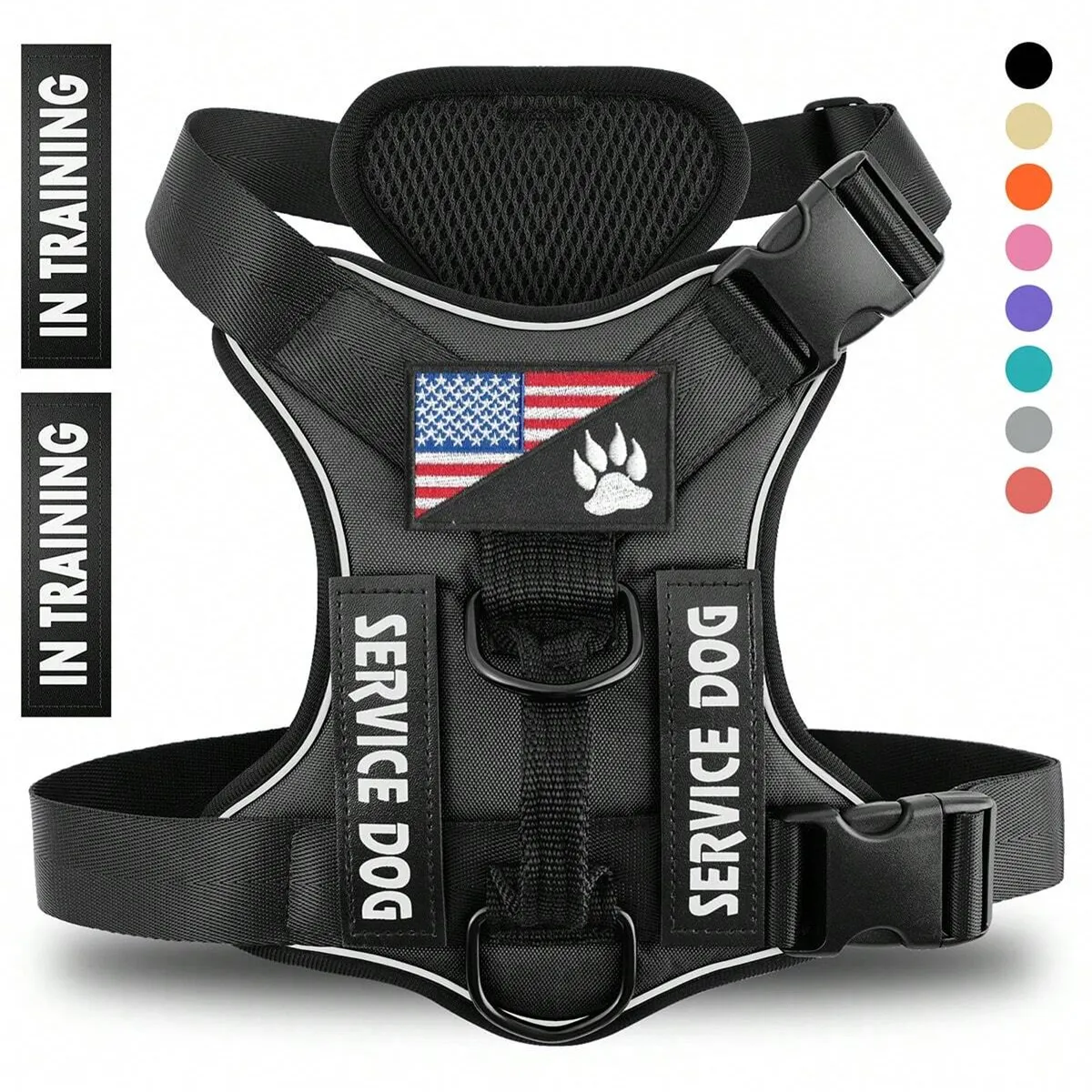 Reflective Breathable Solid Color Polyester Dog Strap