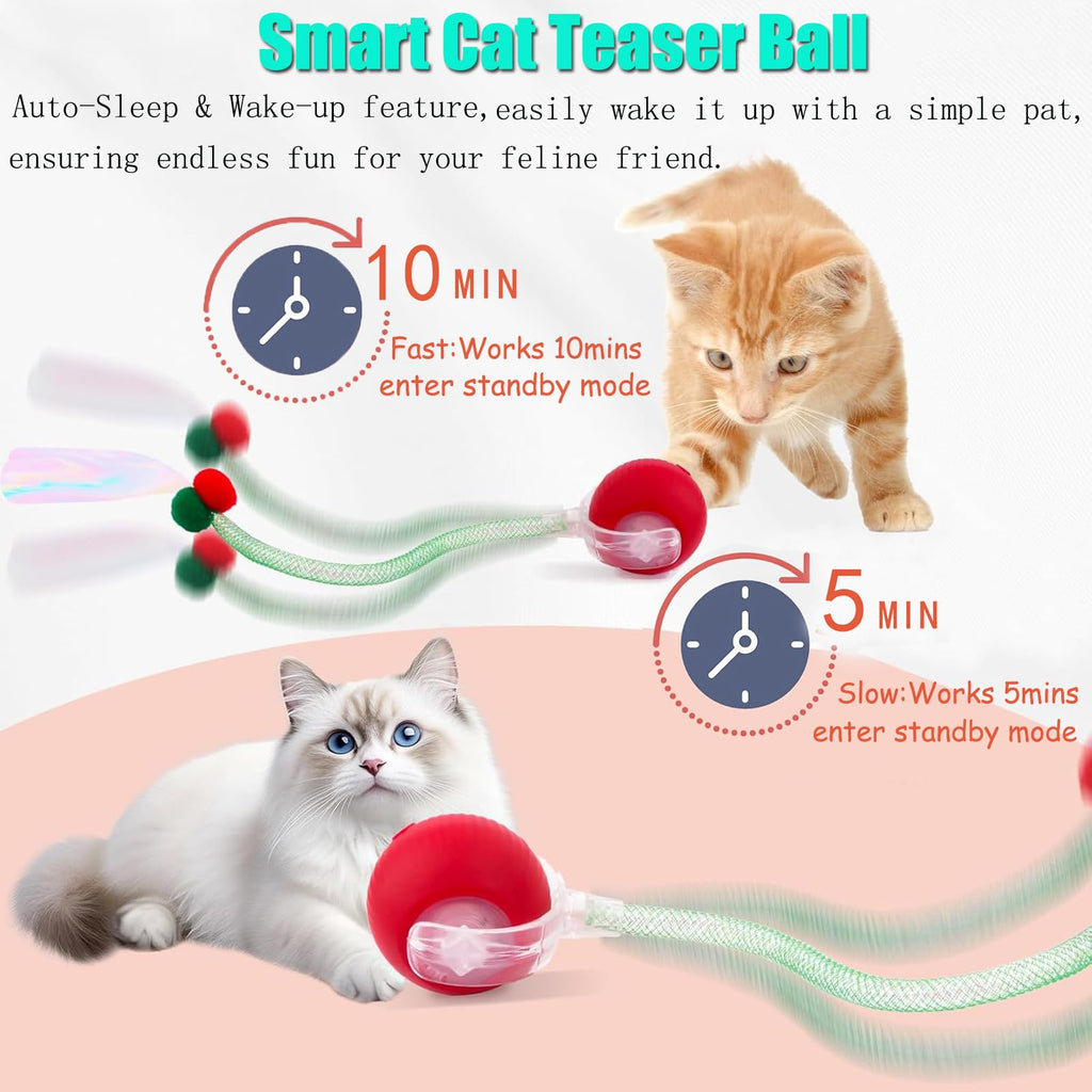 1Pc Cat Toy Fast Rolling Ball In Pouch Rechargeable Motion Activated Interactive
