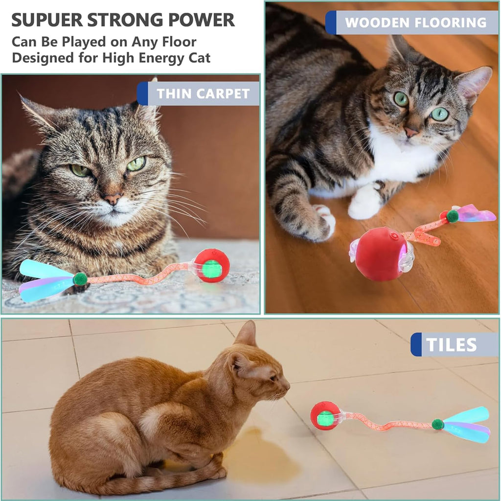 1Pc Cat Toy Fast Rolling Ball In Pouch Rechargeable Motion Activated Interactive