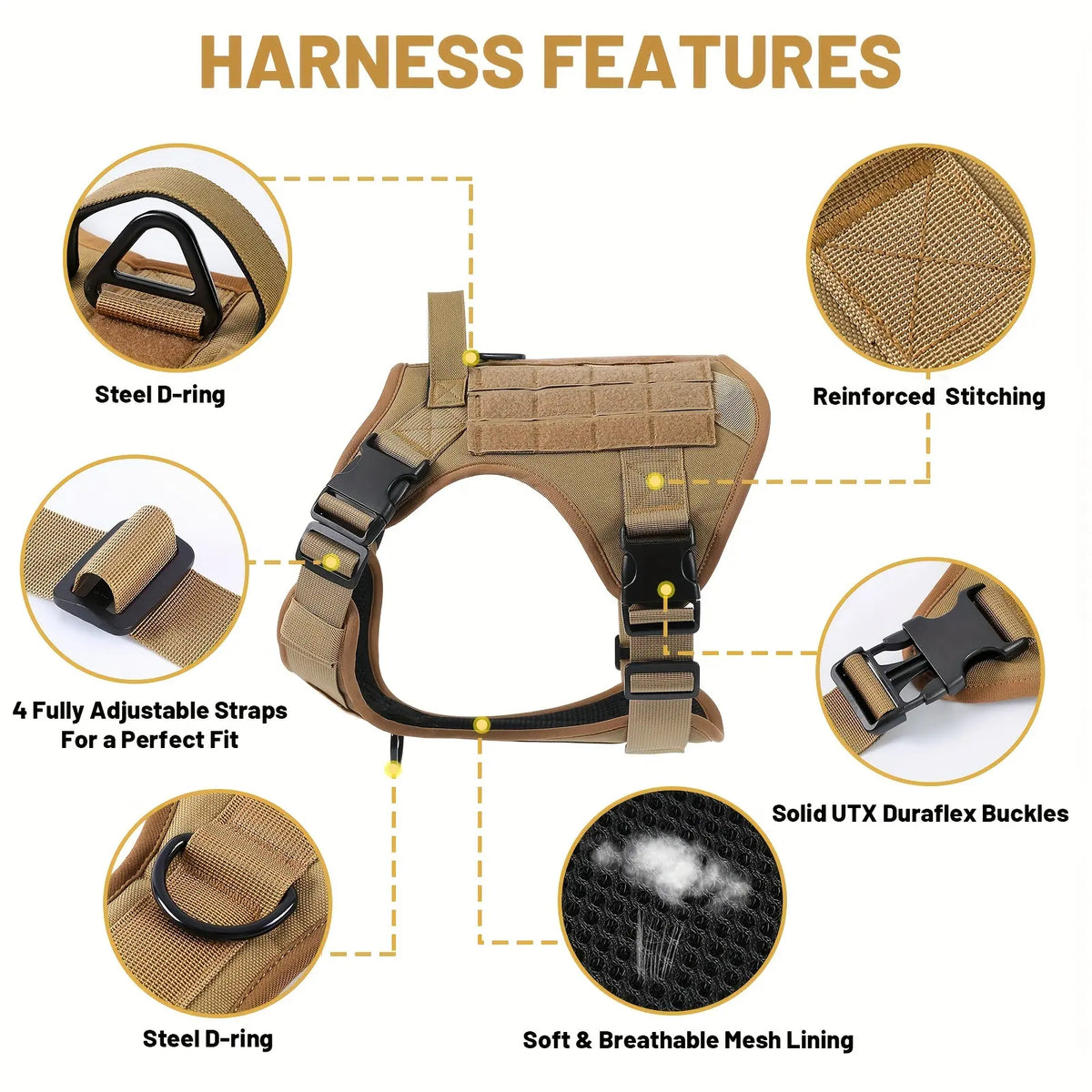 American Local Reflective Tactical Dog Harness Vest With Metal Buckle