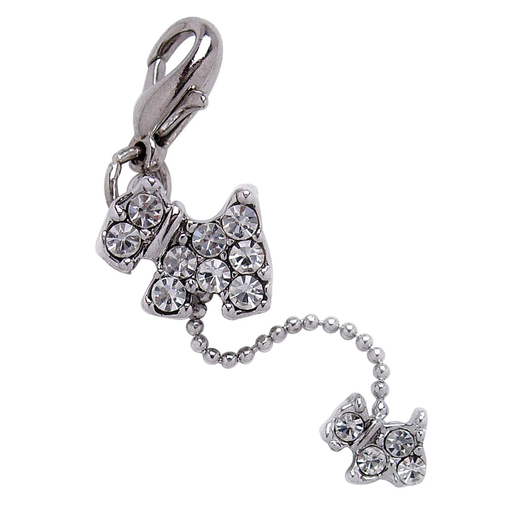 Dog and Puppy Charm with Rhinestones