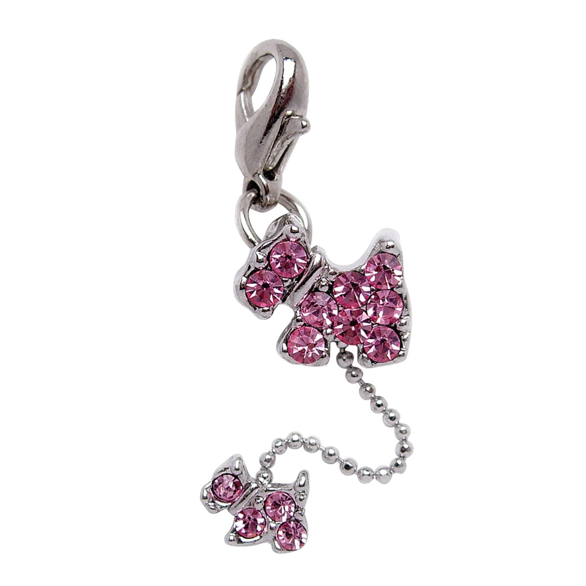 Dog and Puppy Charm with Rhinestones