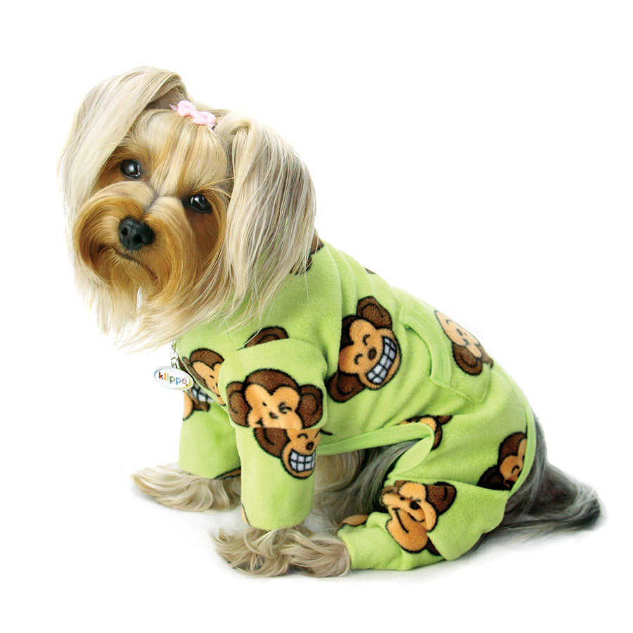 Silly Monkey Fleece Turtleneck Pajamas - Lime