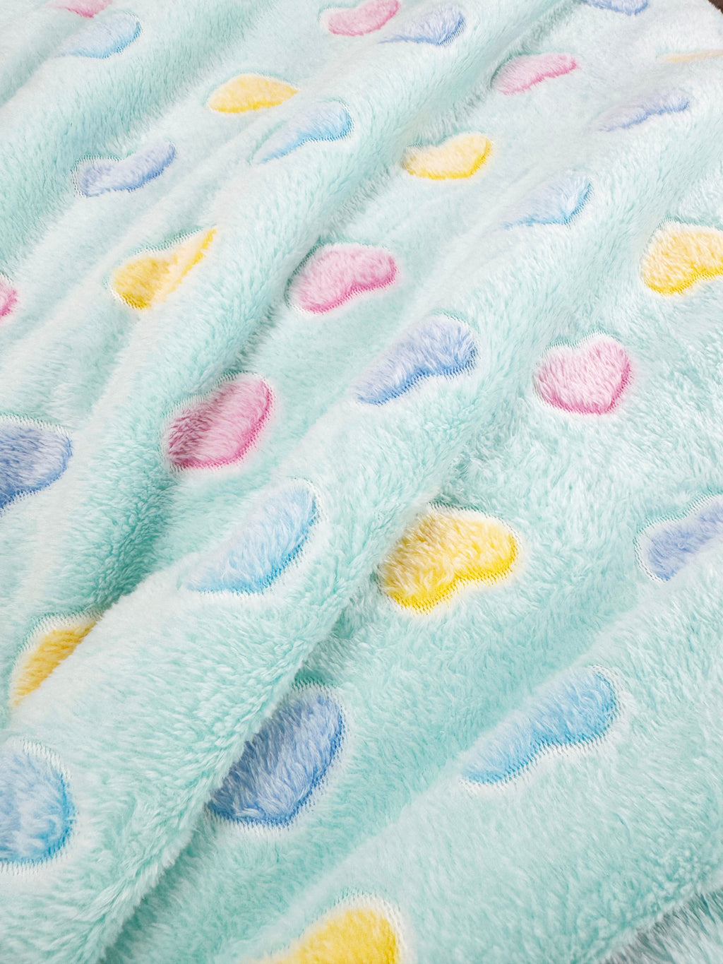Ultra Plush Colorful Hearts Blanket - Blue