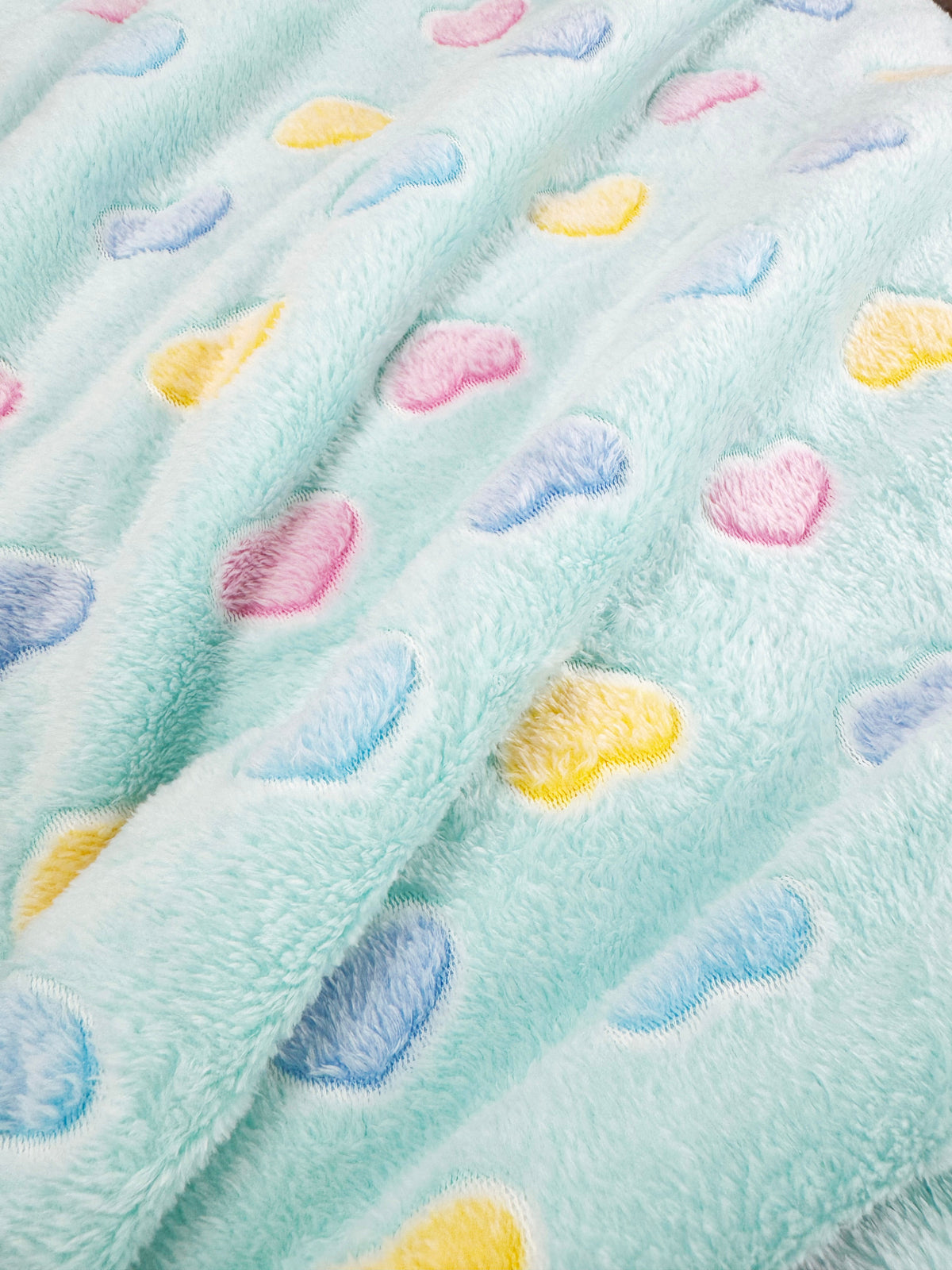 Ultra Plush Colorful Hearts Blanket - Blue
