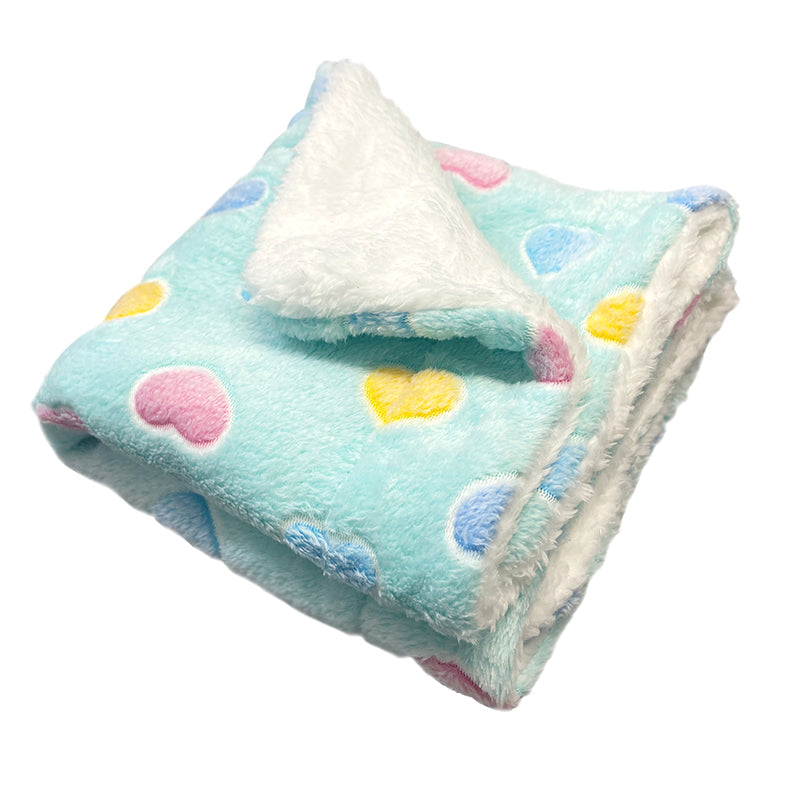 Ultra Plush Colorful Hearts Blanket - Blue