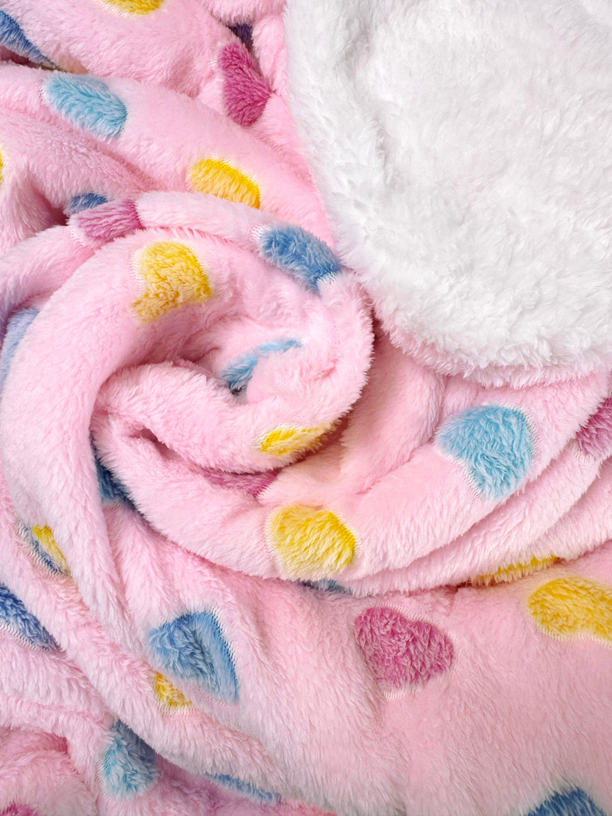 Ultra Plush Colorful Hearts Blanket - Pink