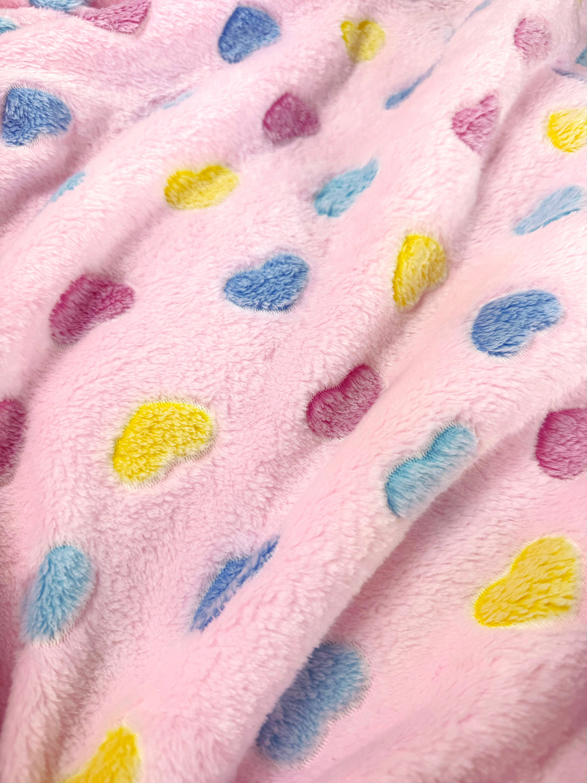 Ultra Plush Colorful Hearts Blanket - Pink