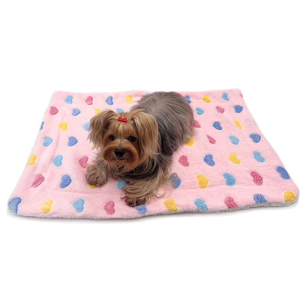 Ultra Plush Colorful Hearts Blanket - Pink