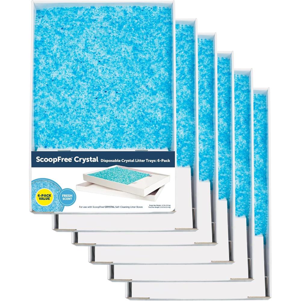 Scoop Free Crystal Disposable Litter Tray, Fresh Scent, 6-Pack