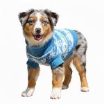 Combed Cotton Snowflake and Hearts Dog Sweater - Blue