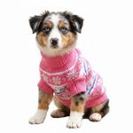 Combed Cotton Snowflake and Hearts Dog Sweater - Pink