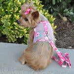 Cool Mesh Dog Harness with Leash - Hawaiian Hibiscus Pink
