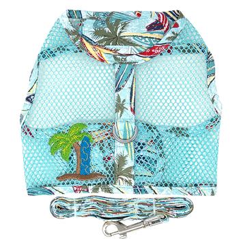 Cool Mesh Dog Harness with Leash - Surfboards and Palms