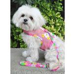Cool Mesh Dog Harness with Leash - Pink Hawaiian Floral