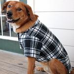 Flannel Dog Shirt - Black and White Plaid