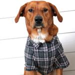 Flannel Dog Shirt - Dark Gray and Pink Plaid
