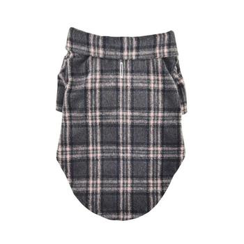Flannel Dog Shirt - Dark Gray and Pink Plaid