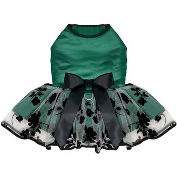Green and Black Satin Dog Dress