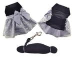 Holiday Dog Harness Dress - Black Velvet with Gray Snowflake Skirt