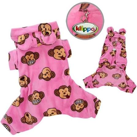 Adorable Silly Monkey Fleece Dog Pajamas/Bodysuit with Hood