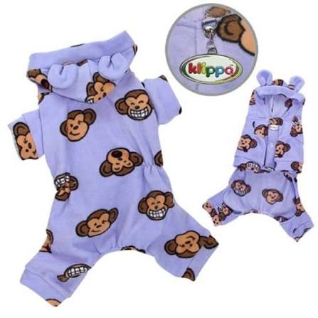 Adorable Silly Monkey Fleece Dog Pajamas/Bodysuit with Hood