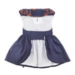 Navy Dog Dress with Plaid Ruffles