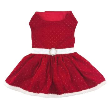 Holiday Dog Harness Dress - Red Velvet Sparkle