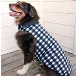 Reversible Fleece Lined Puffer Dog Coat - Black and White Plaid