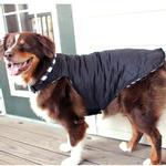 Reversible Fleece Lined Puffer Dog Coat - Black and White Plaid