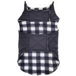 Reversible Fleece Lined Puffer Dog Coat - Black and White Plaid