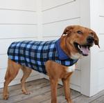 Reversible Fleece Lined Puffer Dog Coat - Blue Plaid