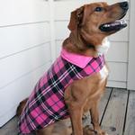Reversible Fleece Lined Puffer Dog Coat - Pink Plaid