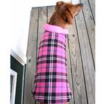 Reversible Fleece Lined Puffer Dog Coat - Pink Plaid