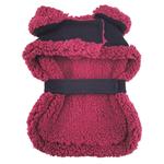 Sherpa-Lined Dog Harness Coat - Black & Burgundy Dots