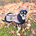 Sherpa-Lined Dog Harness Coat - Brown & White Plaid