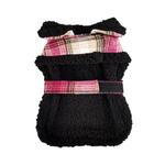 Sherpa-Lined Dog Harness Coat - Hot Pink & Tan Plaid