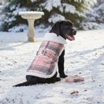 Sherpa-Lined Dog Harness Coat - Pink & White Plaid